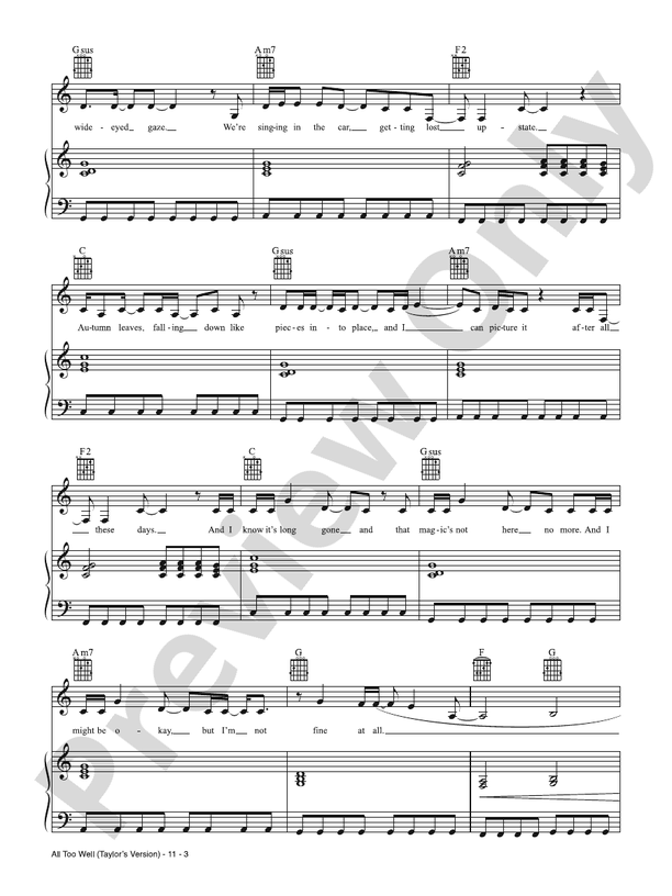 All Too Well (Taylor's Version) - Taylor Swift - PVG (Digital Download)