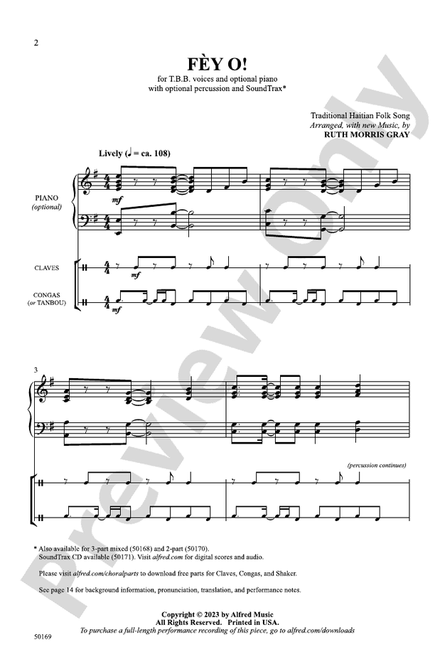 Fèy O! - TBB Choral Octavo (Digital Download)