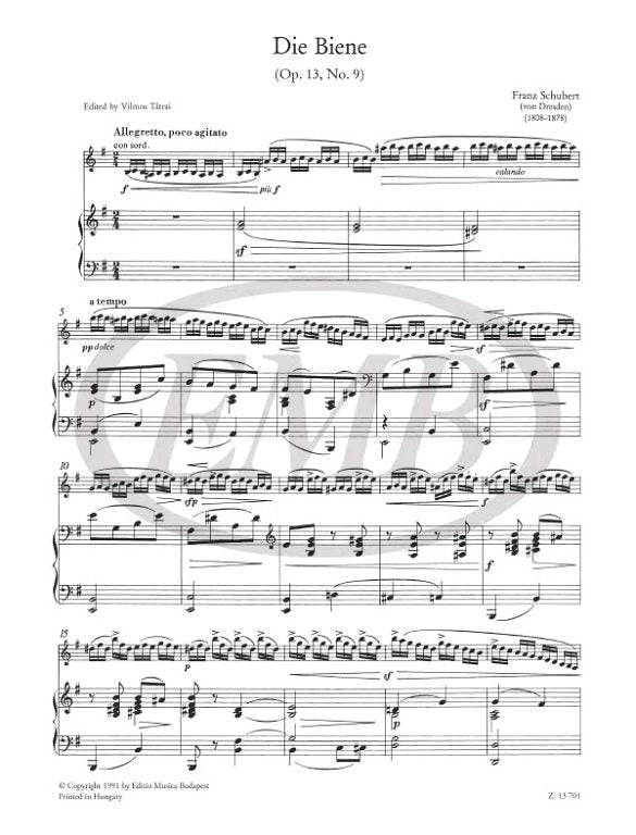 Schubert of Dresden - Bee Op13/9 - Violin/Piano Accompaniment edited by Tatrai EMB Z13701