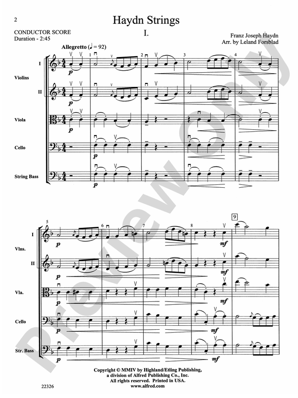 Haydn Strings – String Orchestra Conductor Score & Parts (Digital Download)