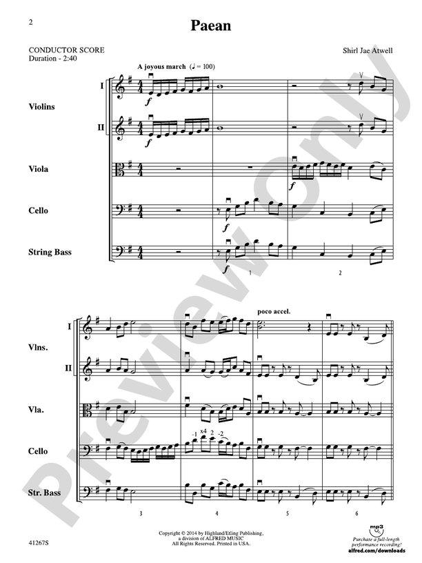 Paean – String Orchestra Conductor Score & Parts (Digital Download)