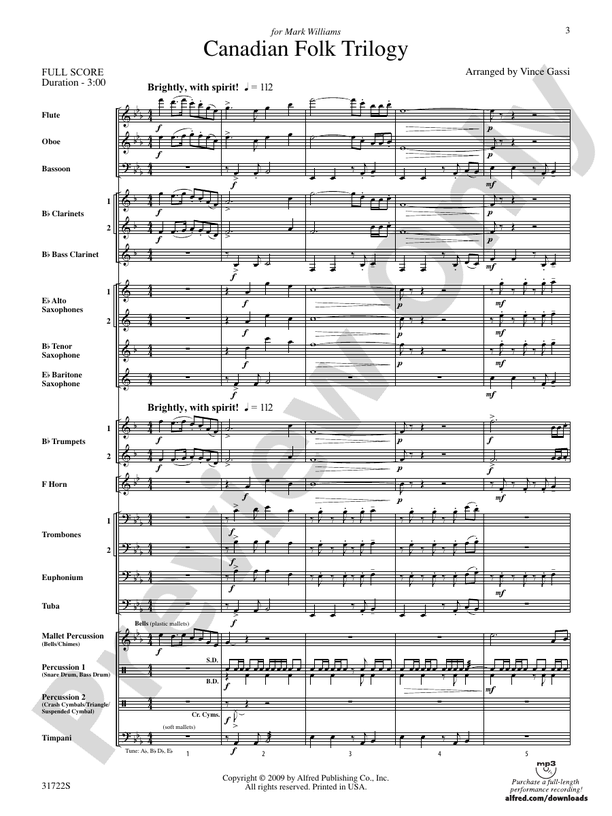 Canadian Folk Trilogy - Concert Band Conductor Score & Parts (Digital Download)