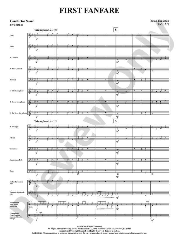 First Fanfare - Concert Band Conductor Score & Parts(Digital Download)
