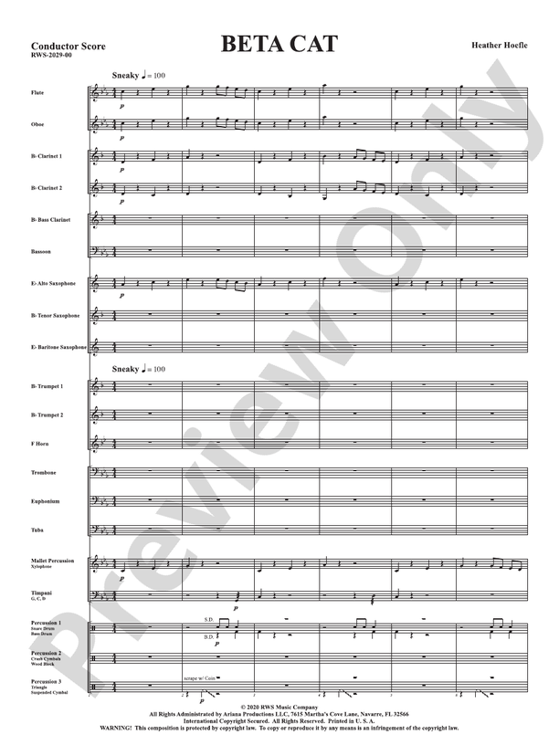 Beta Cat - Concert Band Conductor Score & Parts (Digital Download)