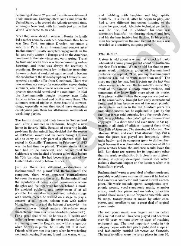 Rachmaninoff - Selected Works - Piano (Digital Download)