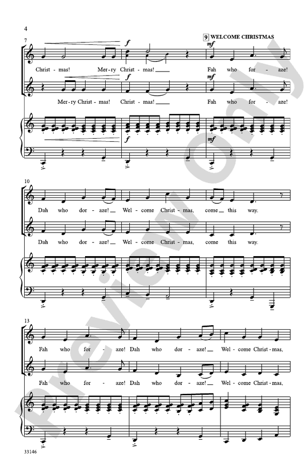 Grinch! A Christmas Choral Medley (from the motion picture Dr. Seuss' How the Grinch Stole Christmas) – 2-Part Choral Octavo (Digital Download)