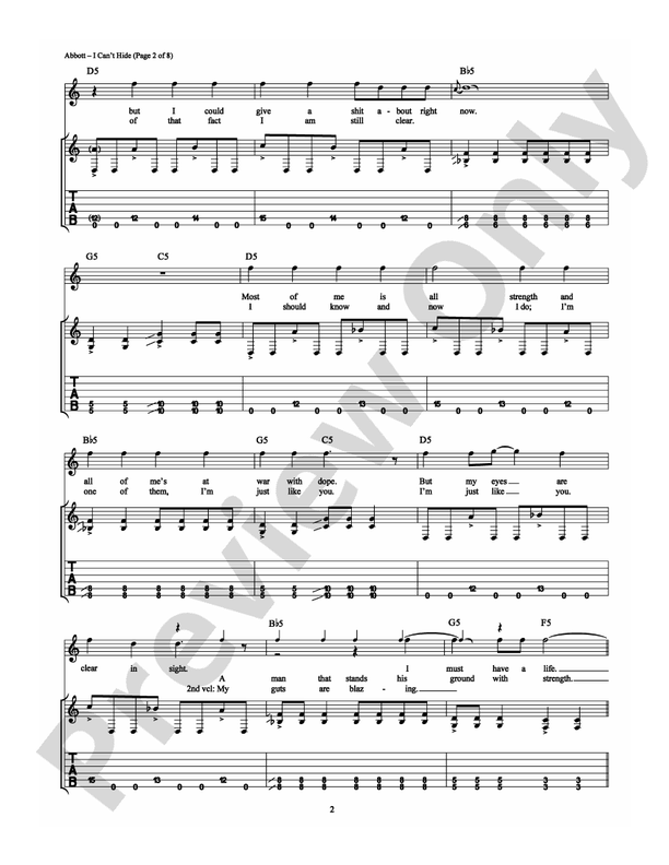 I Can't Hide - Guitar TAB (Digital Download)