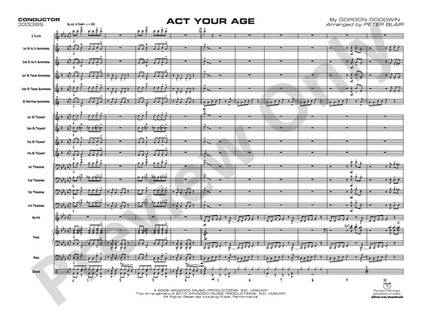 Act Your Age - Jazz Ensemble Conductor Score & Parts(Digital Download)