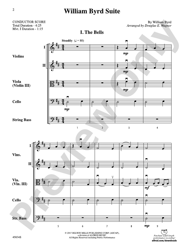 William Byrd Suite - String Orchestra Conductor Score & Parts (Digital Download)