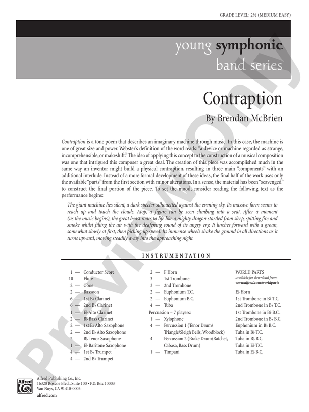 Contraption - Concert Band Conductor Score & Parts (Digital Download)