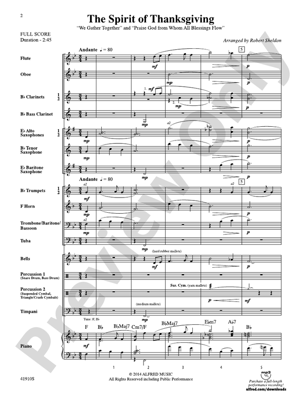 The Spirit of Thanksgiving - Concert Band Conductor Score & Parts (Digital Download)