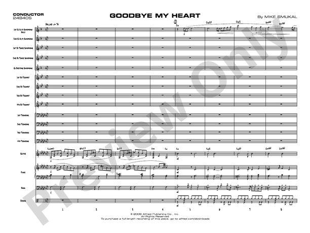 Goodbye My Heart - Jazz Ensemble Conductor Score & Parts (Digital Download)