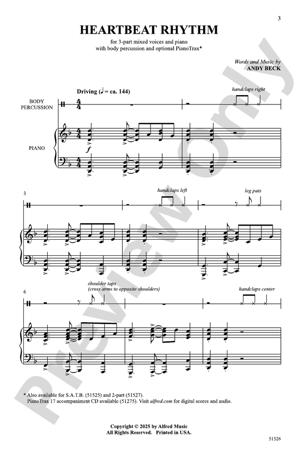 Heartbeat Rhythm - 3 Part Mixed Choral Octavo (Digital Download)
