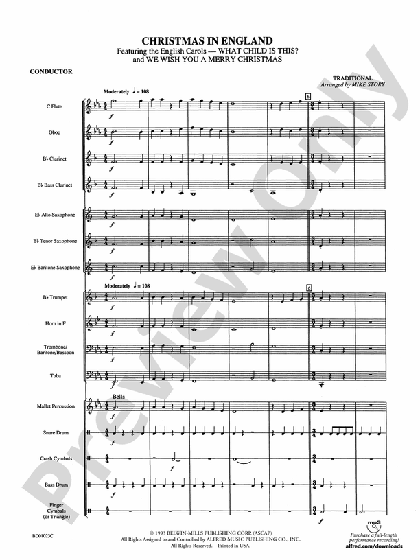 Christmas in England - Concert Band Conductor Score & Parts (Digital Download)