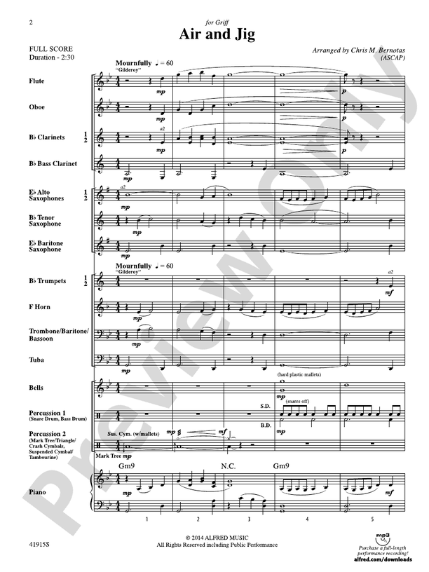 Air and Jig - Concert Band Conductor Score & Parts (Digital Download)