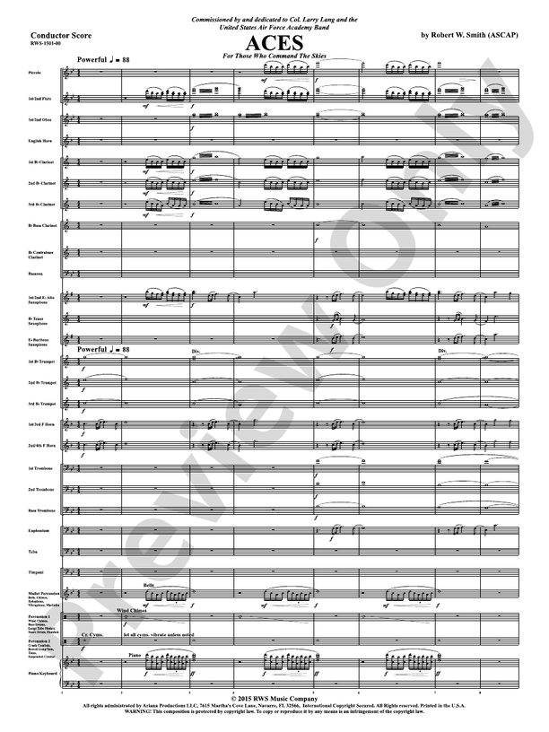 Aces - For Those Who Command the Skies - Concert Band Conductor Score & Parts (Digital Download)