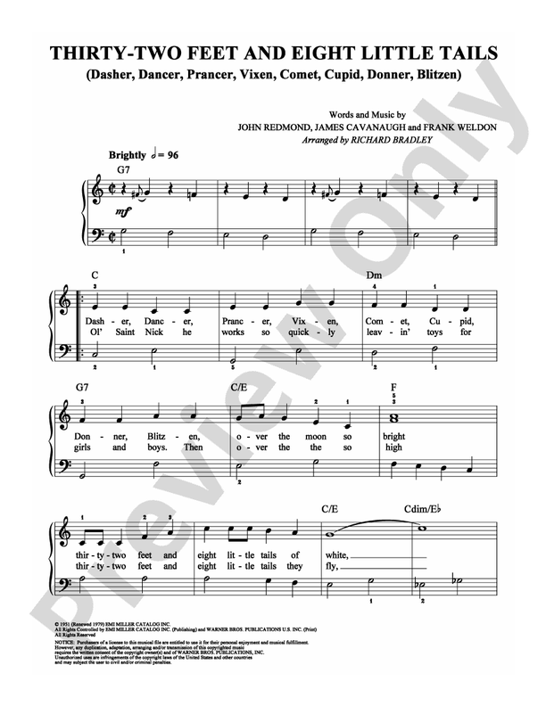 Thirty-Two Feet and Eight Little Tails - Arr. Richard Bradley - Easy Piano (Digital Download)