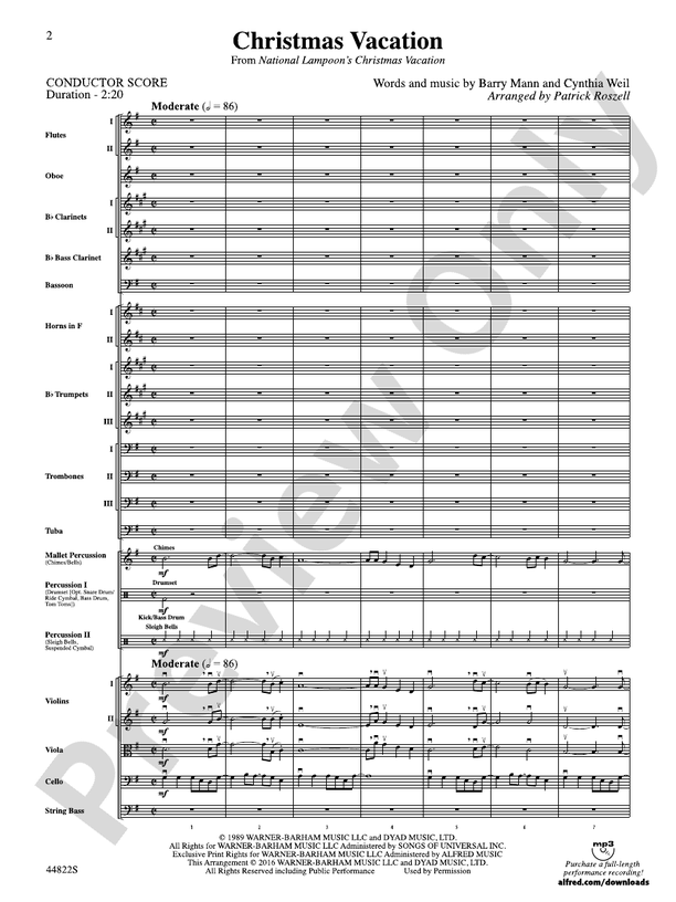 Christmas Vacation – Full Orchestra Conductor Score & Parts (Digital Download)