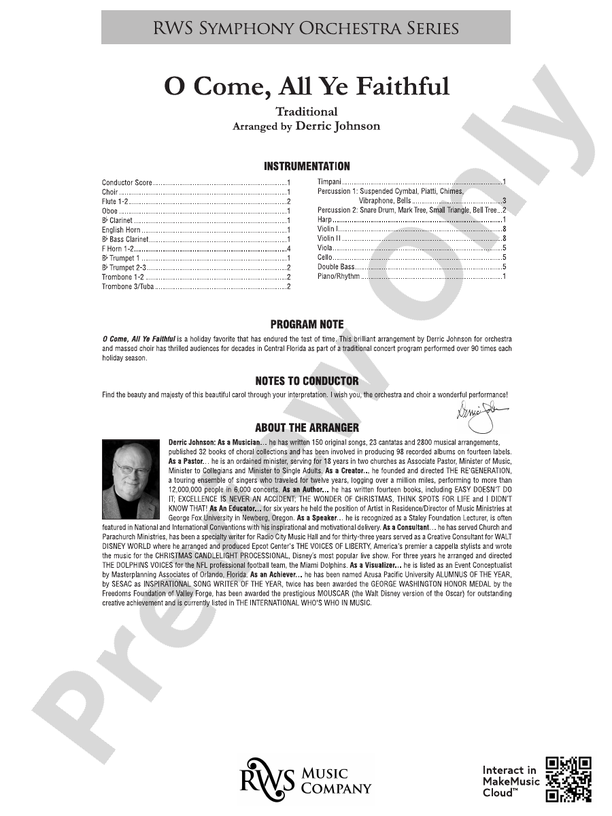 O Come, All Ye Faithful - Full Orchestra Conductor Score & Parts (Digital Download)