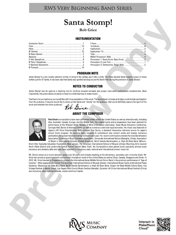 Santa Stomp! - Concert Band Conductor Score & Parts (Digital Download)