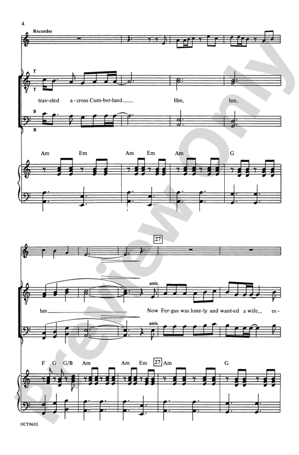 Fergus an' Molly (from Celtic Songs) – TTBB Choral Octavo (Digital Download)
