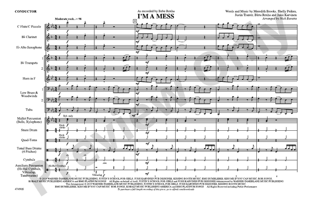 I'm a Mess – Marching Band Conductor Score & Parts (Digital Download)