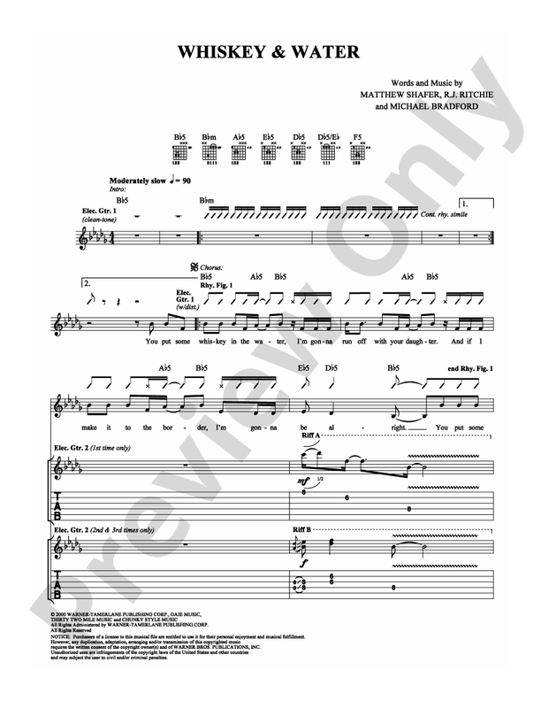 Whiskey & Water - Guitar TAB (Digital Download)