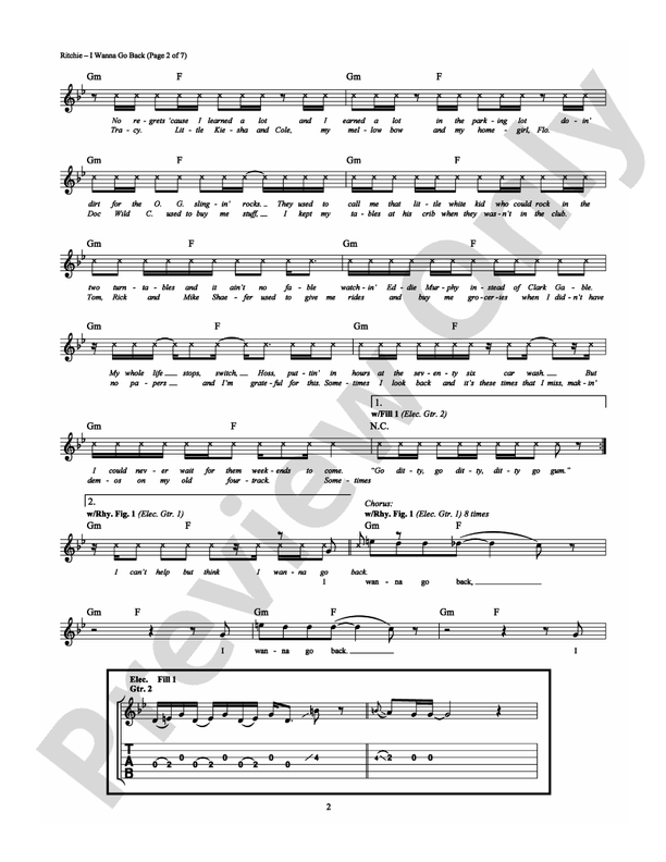 I Wanna Go Back - Guitar TAB (Digital Download)