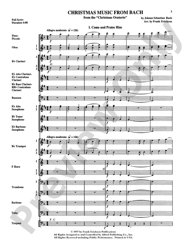 Christmas Music from Bach - Concert Band Conductor Score & Parts (Digital Download)