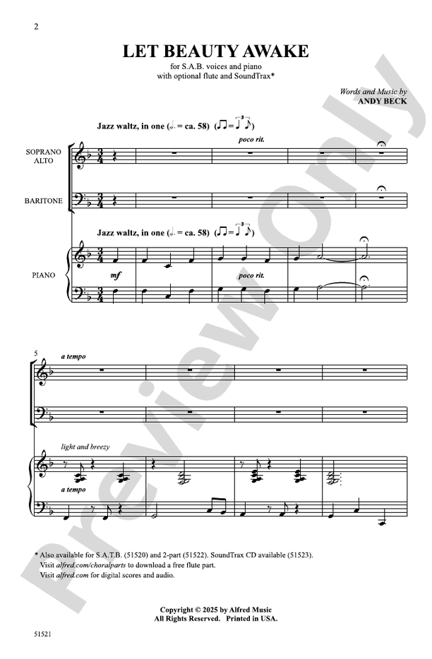 Let Beauty Awake - SAB Choral Octavo (Digital Download)