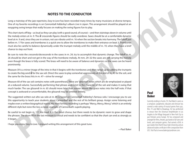 Easy to Love – Jazz Ensemble Conductor Score & Parts (Digital Download)