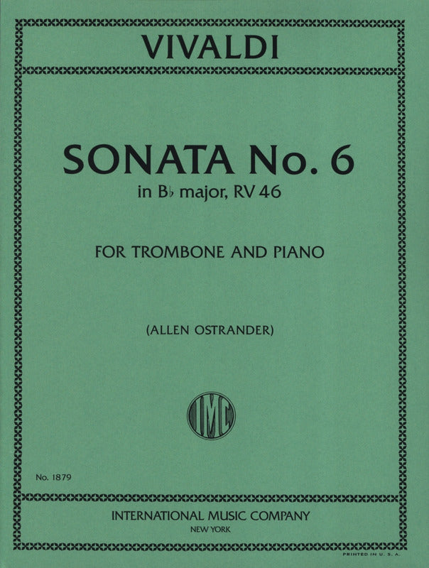 Vivaldi - Sonata #6 in Bmaj RV46 - Trombone/Piano Accompaniment IMC IMC1879