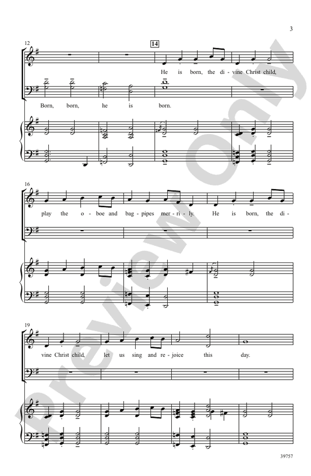 He Is Born - Arr. Ruth Morris Gray – SATB Choral Octavo (Digital Download)