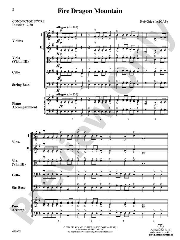 Fire Dragon Mountain – String Orchestra Conductor Score & Parts (Digital Download)