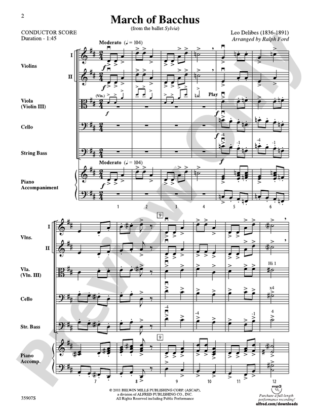 March of Bacchus (from the ballet Sylvia) – String Orchestra Conductor Score & Parts (Digital Download)