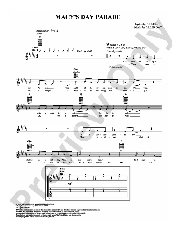 Macy's Day Parade - Guitar TAB (Digital Download)