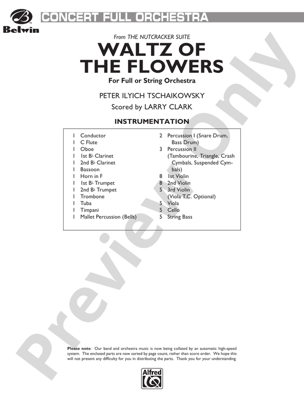 Waltz of the Flowers (from The Nutcracker Suite) – Full Orchestra Conductor Score & Parts (Digital Download)