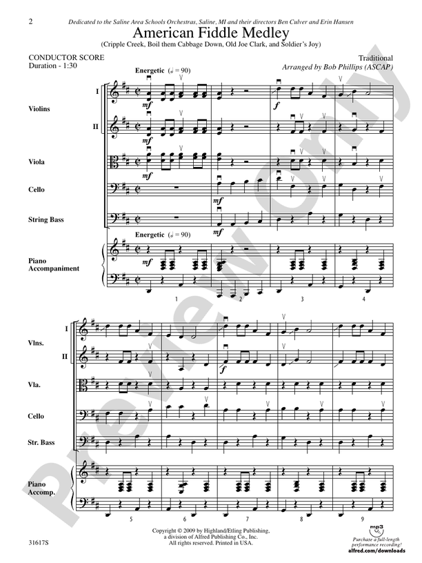 American Fiddle Medley – String Orchestra Conductor Score & Parts (Digital Download)