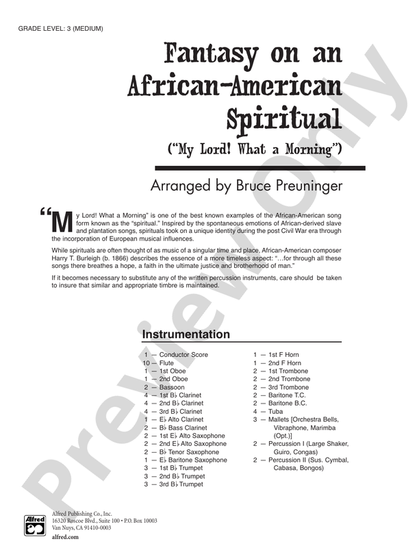 Fantasy on an African-American Spiritual - Concert Band Conductor Score & Parts (Digital Download)