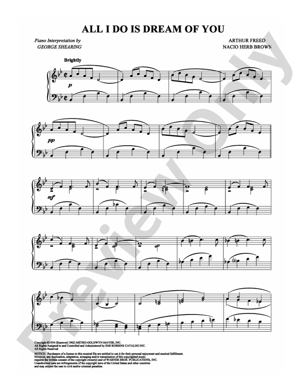 All I Do Is Dream of You - Piano (Digital Download)