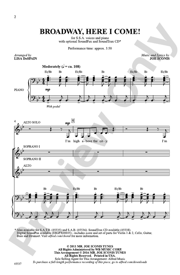 Broadway, Here I Come! – SSA Choral Octavo (Digital Download)