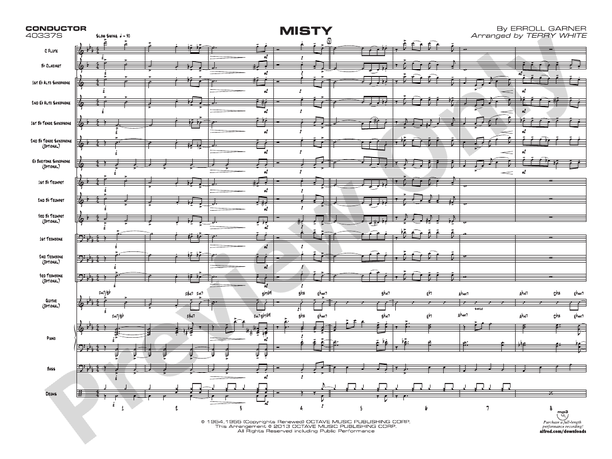 Misty – Jazz Ensemble Conductor Score & Parts (Digital Download)