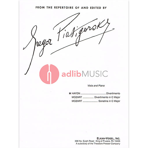 Haydn - Divertimento - Viola/Piano Accompaniment edited by Piatigorsky Elkan-Vogel 164-00013