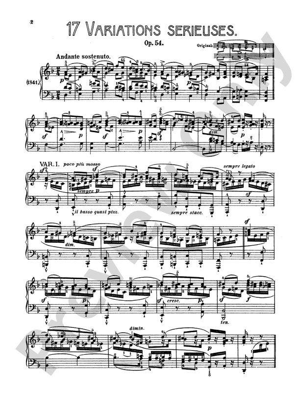 Mendelssohn - Variations Serieuses, Opus 54 - Piano Solo (Digital Download)
