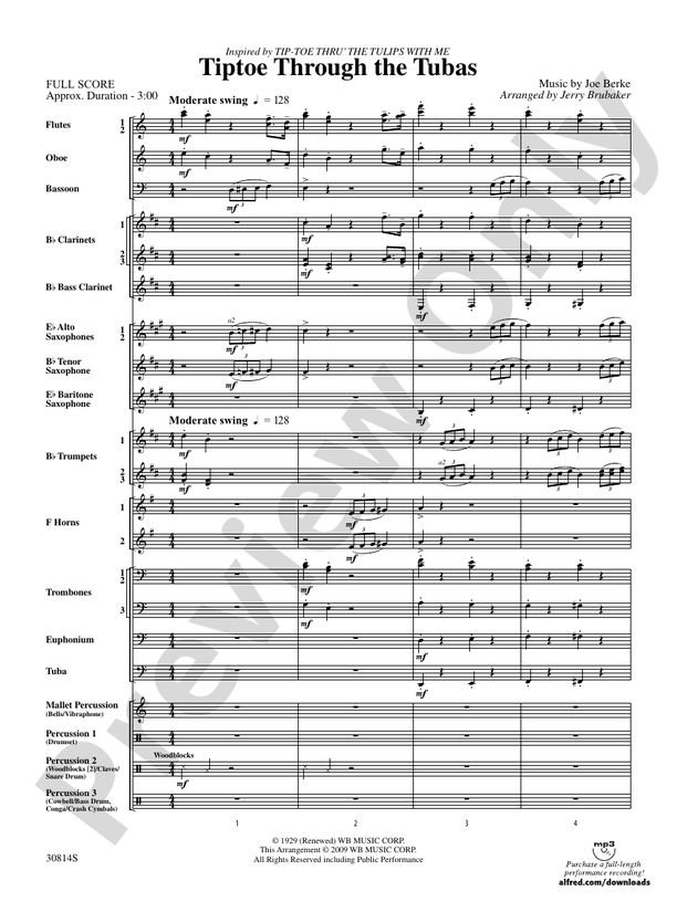 Tiptoe Through the Tubas - Concert Band Conductor Score & Parts (Digital Download)