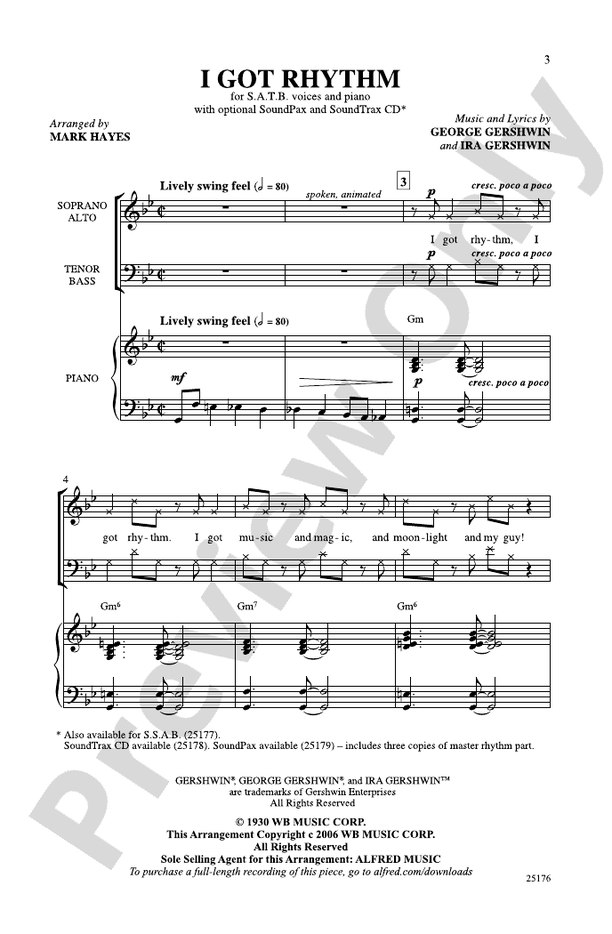 I Got Rhythm - Arr. Mark Hayes – SATB Choral Octavo (Digital Download)