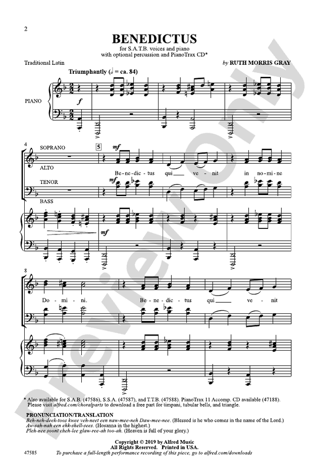 Benedictus - Ruth Morris Gray – SATB Choral Octavo (Digital Download)