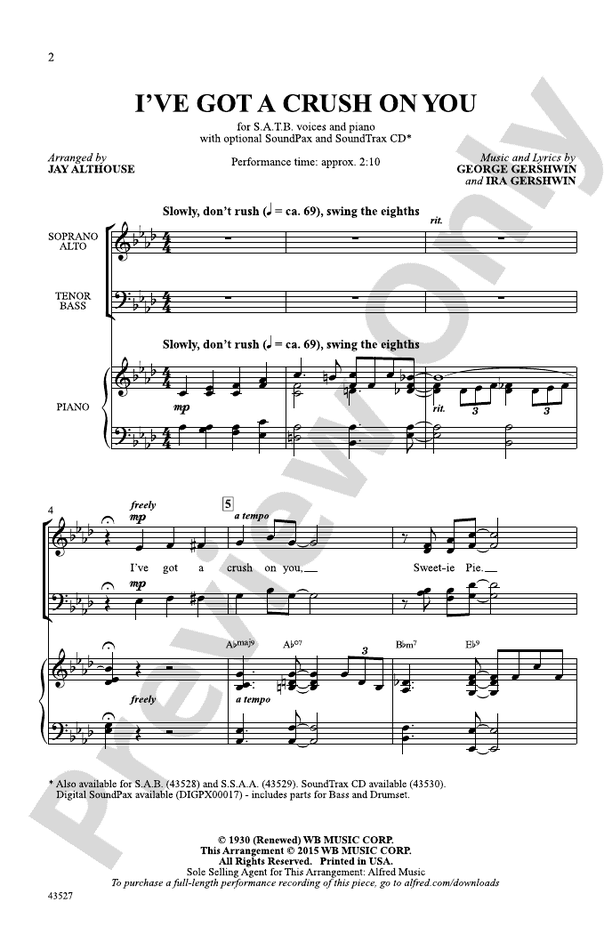 I've Got a Crush on You – SATB Choral Octavo (Digital Download)