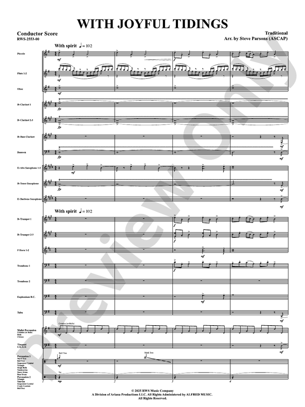 With Joyful Tidings - Concert Band Conductor Score & Parts(Digital Download)