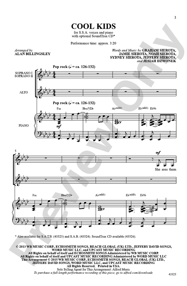 Cool Kids – SSA Choral Octavo (Digital Download)